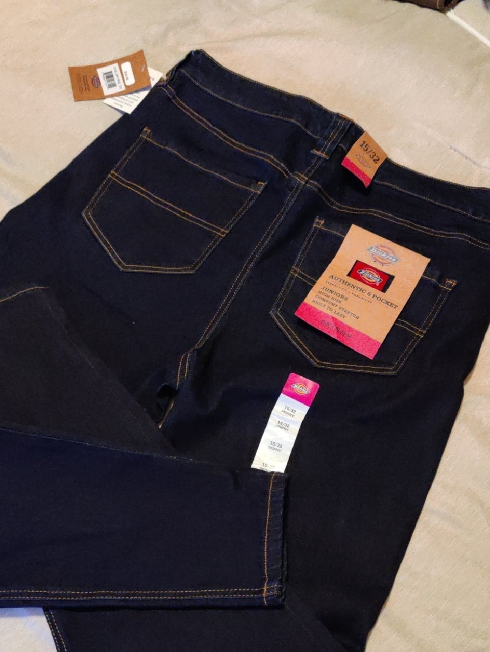Women's Dickies Dark Blue Jeans 5 Pocket Skinny 15/32